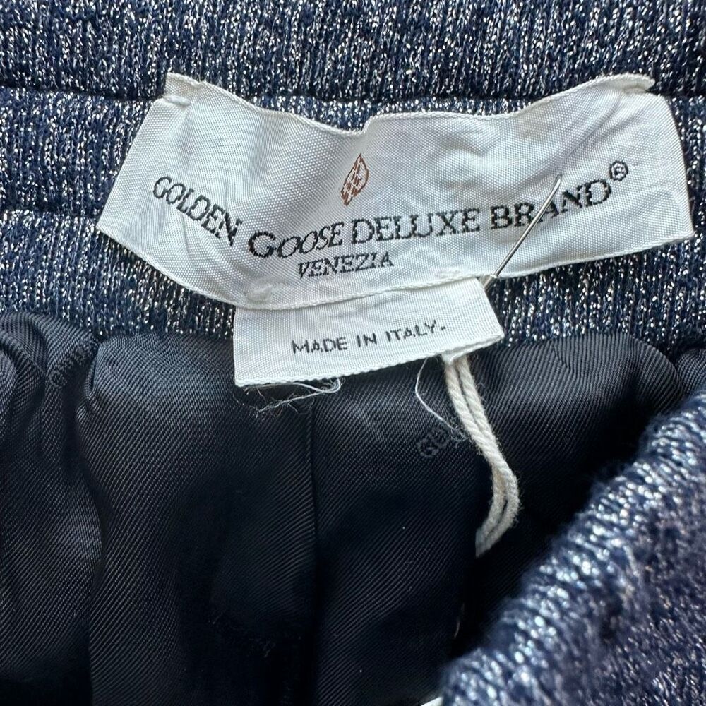 NWT Golden Goose Silver Blue Shimmer Midi/Maxi Skirt Size S Navy Lurex - Picture 5 of 8